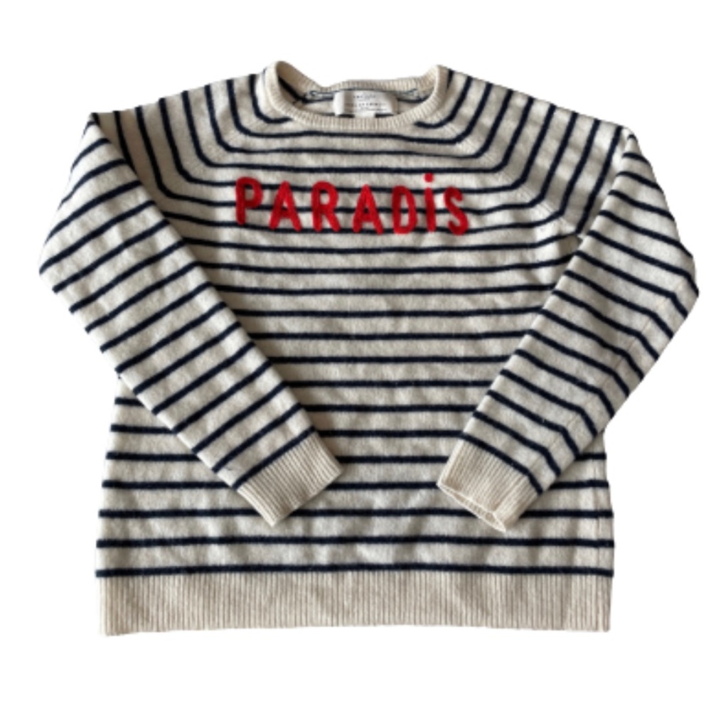 Trovata The Renee Cashmere Sweater- Paradis with Navy Stripes- Size Small